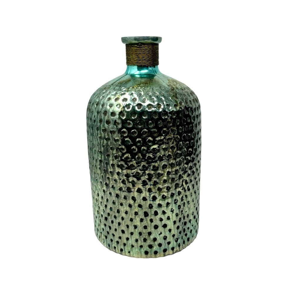 Deco Art Glass Vase | Metallic Green 12.5”